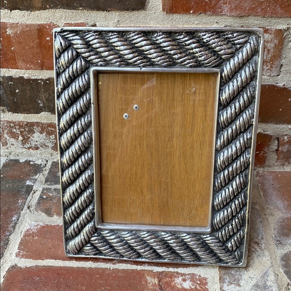 Vintage Mexican Pewter Rope Motif  Frame with Wood Backing Fits for 5x7 photo - Picture 1 of 11